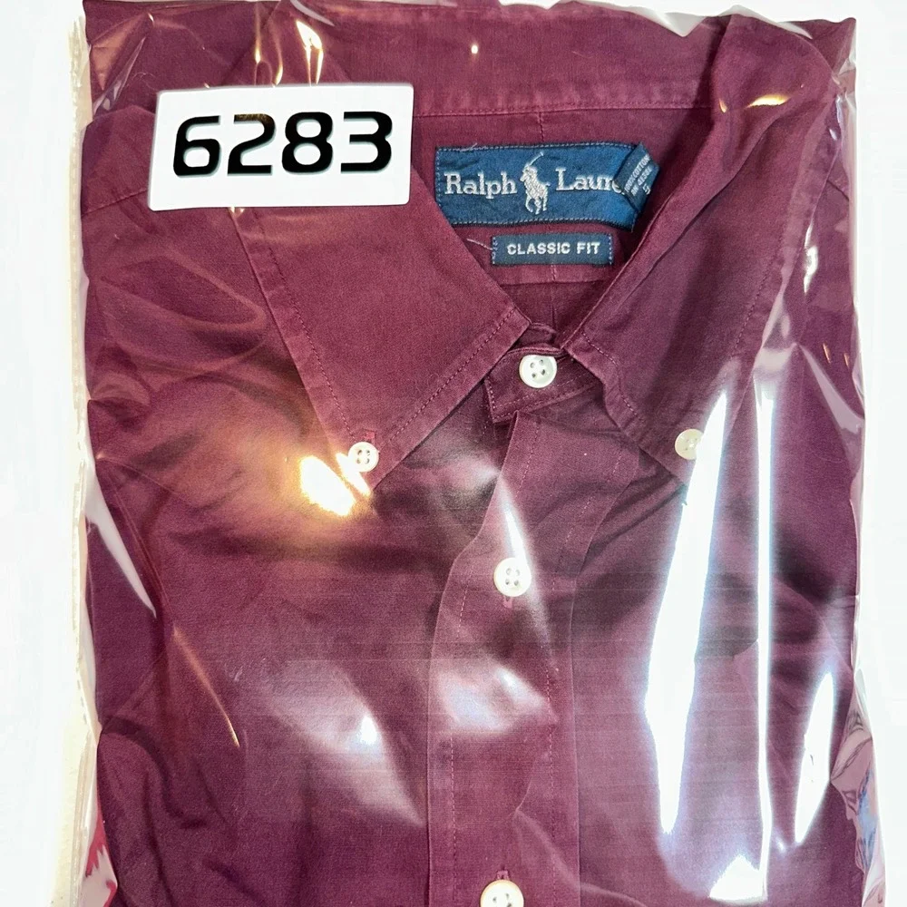 Polo Ralph Lauren Mens Classic Fit Button Down Shirt Burgundy XL Long Sleeve